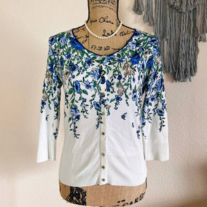 WHBM Multicolored Floral Pattern Cardigan